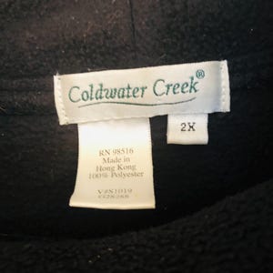Coldwater Creek Sz XXL Black W/Tan Stitching Pullover Mock Neck Fleece Tunic Top W/Embroidery image 4