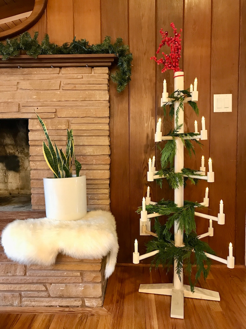 Scandinavian natural wooden christmas tree swedish candle Etsy