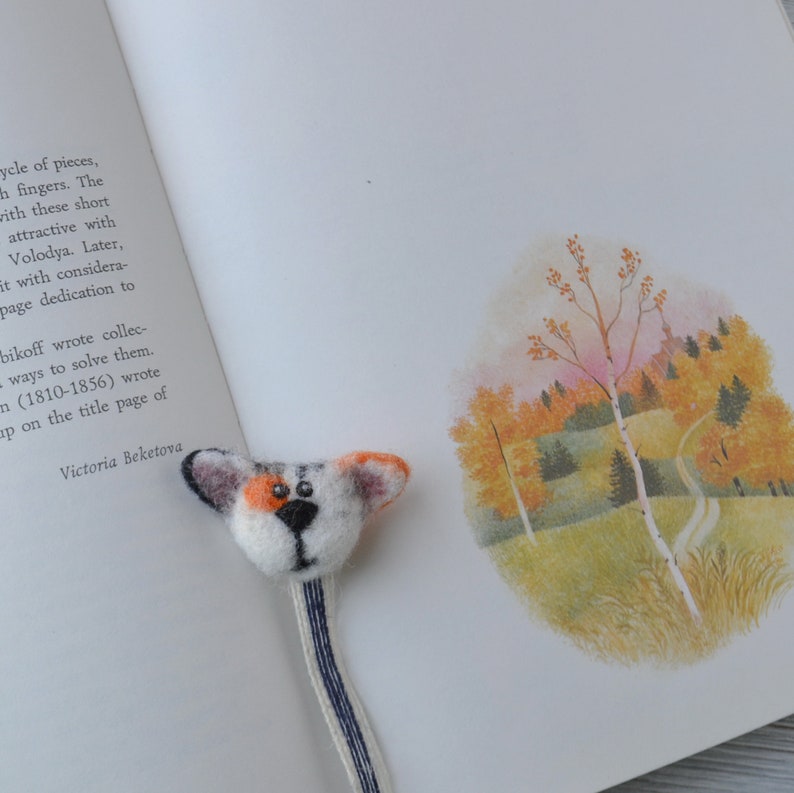 Needle felted funny cat bookmark Custom bookmark Bookworm gift Etsy