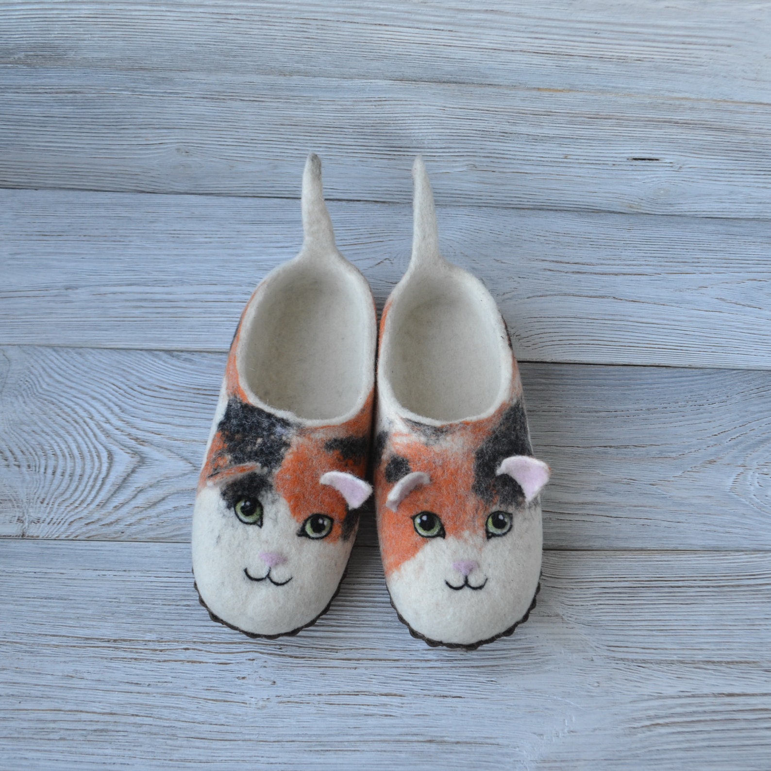 Cat slippers for women Custom felted wool warm house shoes Etsy