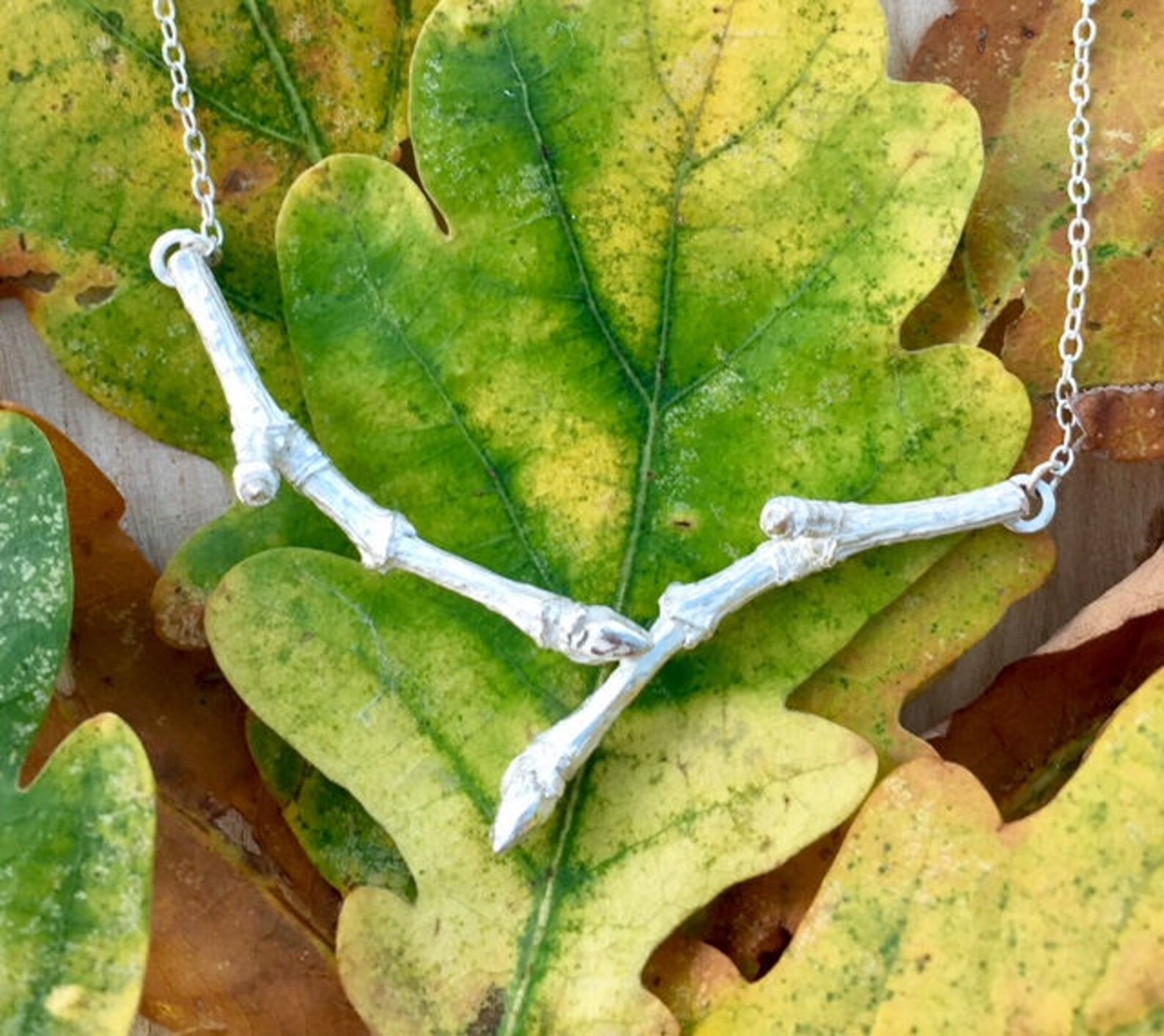 Double Twig Pendant in Sterling Silver Etsy UK