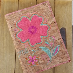 Small Journal Notebook 5&quot; x 7&quot; Flower Compact, Ruled Writing Notes, Jotting down, Doodling, Made to Order, Embroidered, Personalized