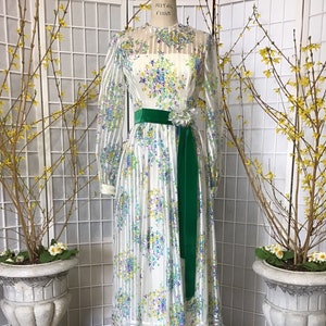Gorgeous 1970s Chiffon Floral Maxi Dress - Etsy