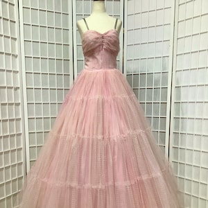 1950s Pink Sparkled Tulle Ballgown