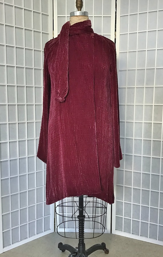 1930s Silk Velvet Coat With Attached Scarf, Paulin