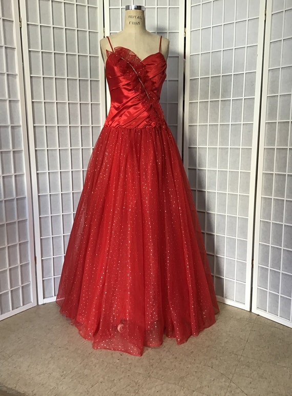 1950s Style Red Ball Gown, 1970s Ball Gown