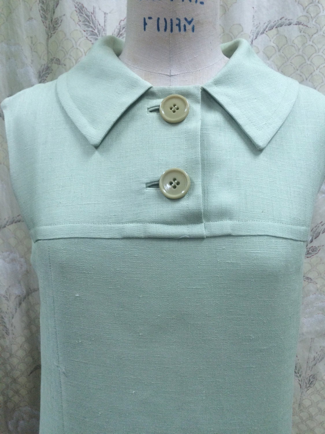 Vintage 1960s Seafoam Green Linen Dress/a Junior Sophisticates - Etsy