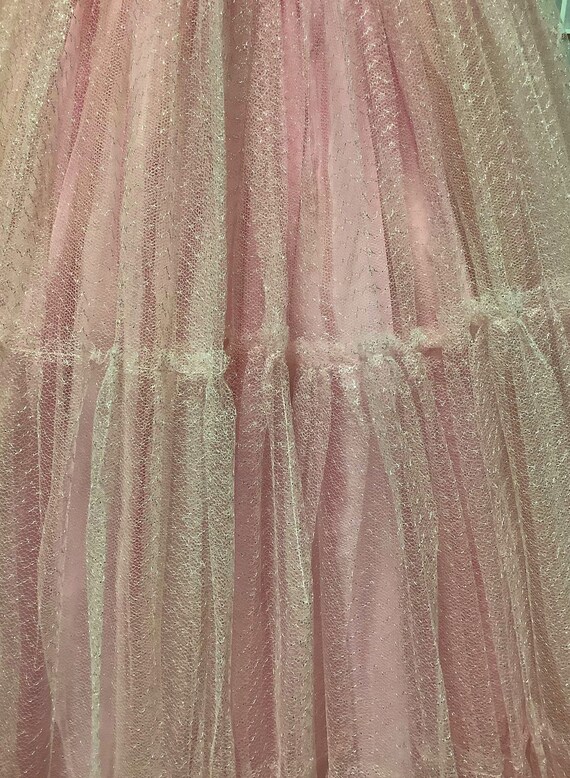 1950s Pink Sparkled Tulle Ballgown - image 8