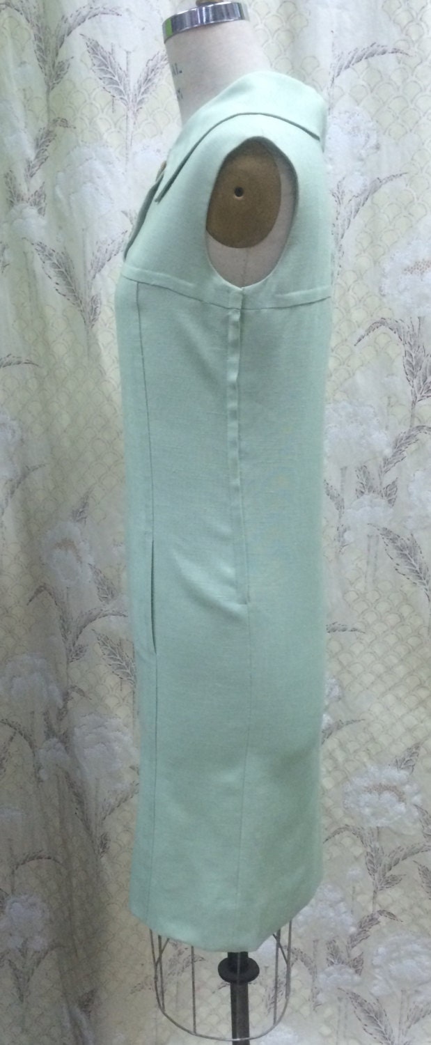 Vintage 1960s Seafoam Green Linen Dress/a Junior Sophisticates - Etsy