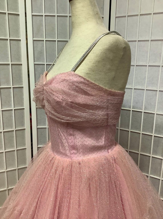 1950s Pink Sparkled Tulle Ballgown - image 4