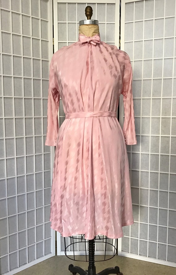 1980s Pauline Trigere Pink Silk Dress