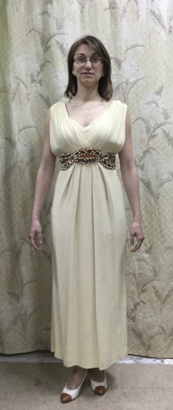 1970s Beaded Grecian Emma Domb Gown