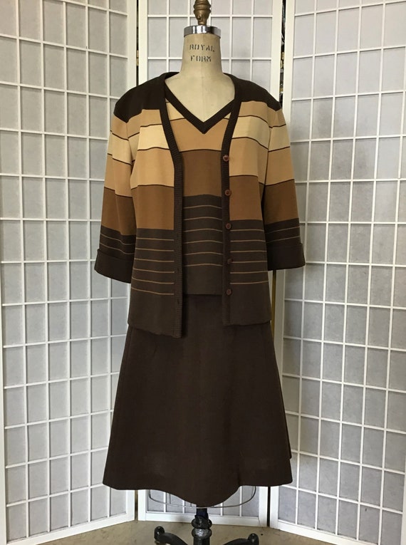 1970s 3 Piece Knit Skirt Suit
