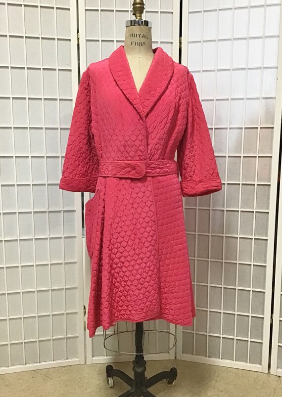 1950s Pink Quilted Bathrobe