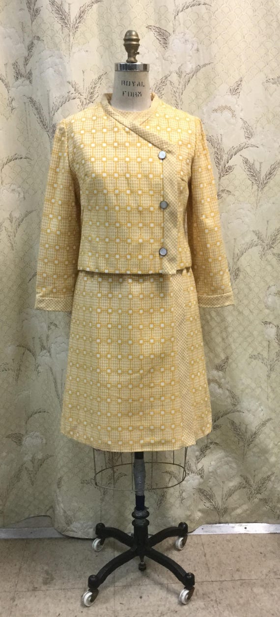 Vintage 1960s Malcolm Starr Yellow Suit, Malcolm S