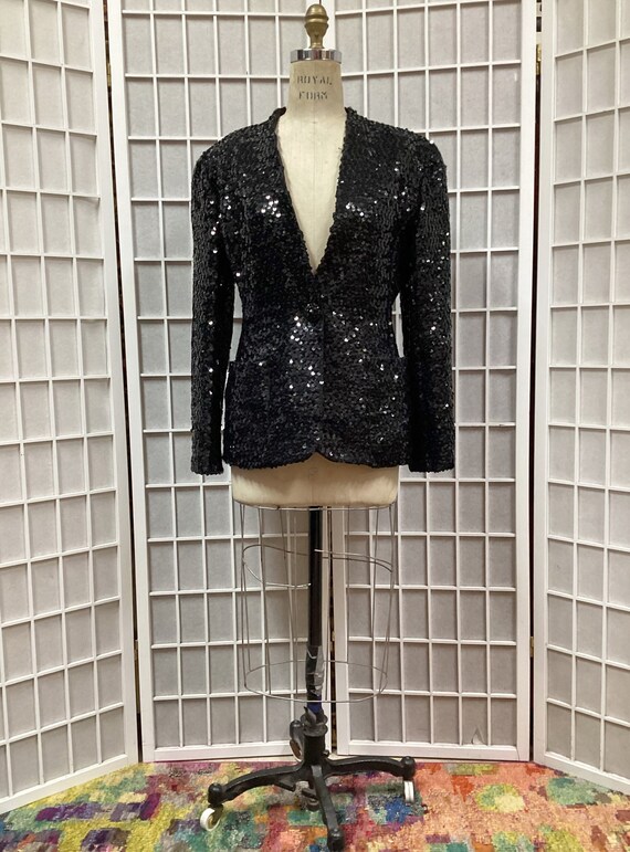 Women's Black Sequin Blazer Gem