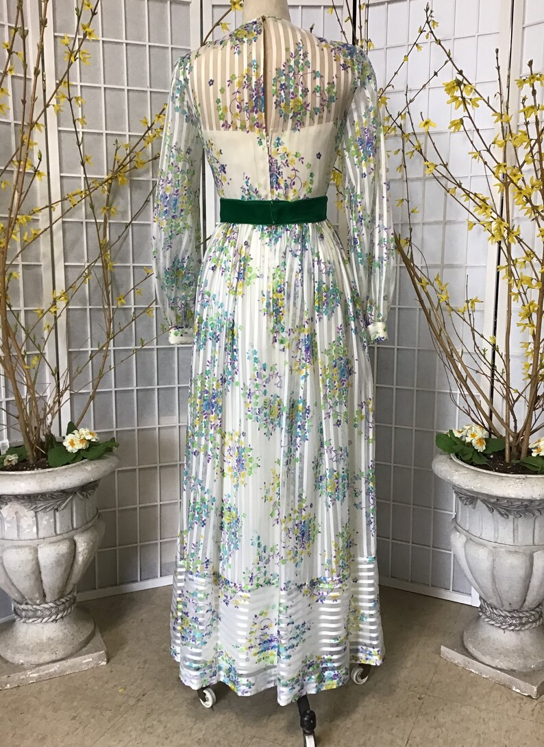 Gorgeous 1970s Chiffon Floral Maxi Dress | Etsy