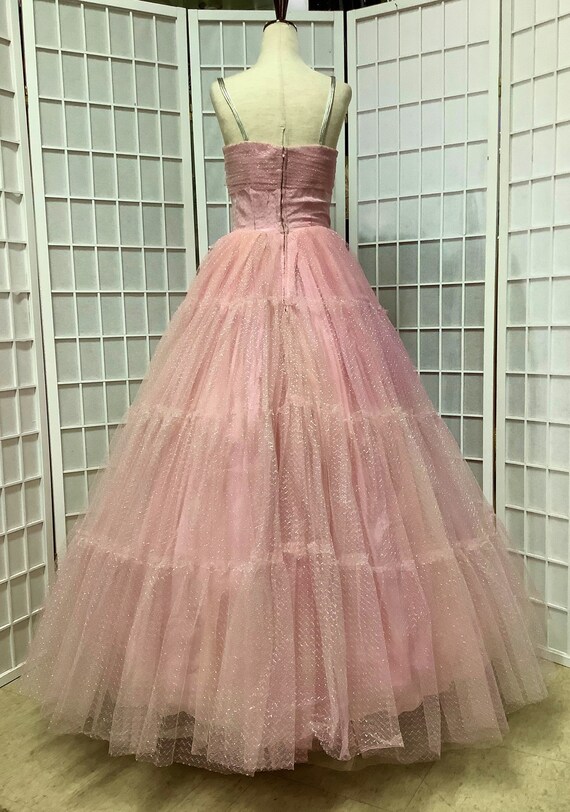 1950s Pink Sparkled Tulle Ballgown - image 6