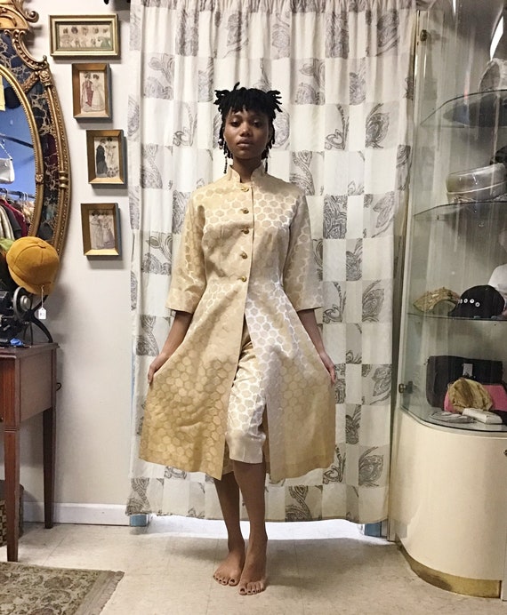 Rare Vintage 1960s Gold Brocade Loungees Ensemble