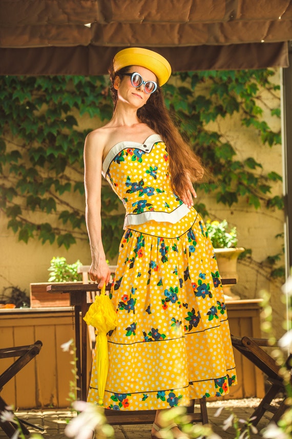 1980s Howard Wolf Bustier and Skirt Set