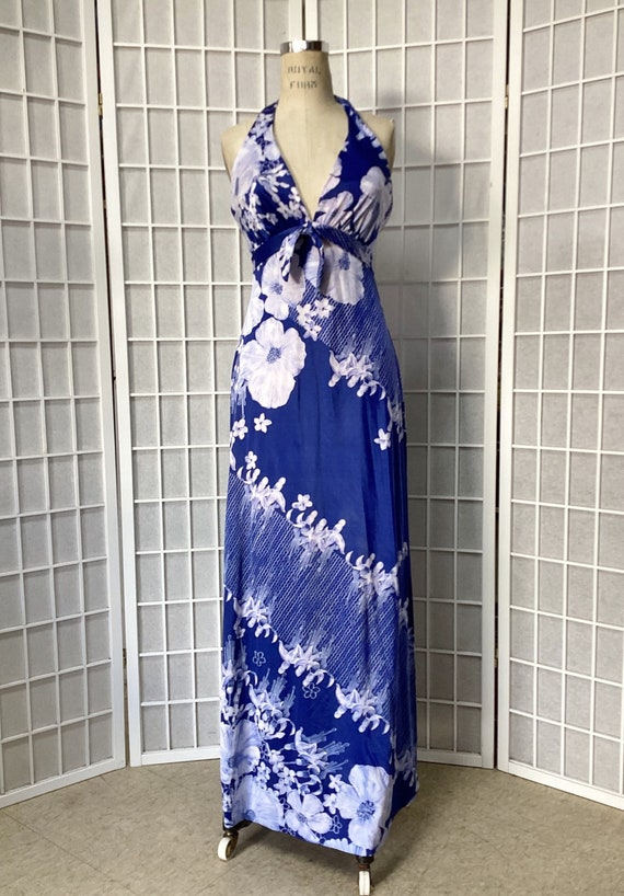 1970s DeWeese Designs Hawaiian Maxi Dress
