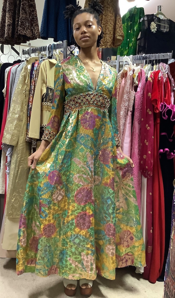 Magnificent Malcolm Starr Beaded Metal Lame Gown
