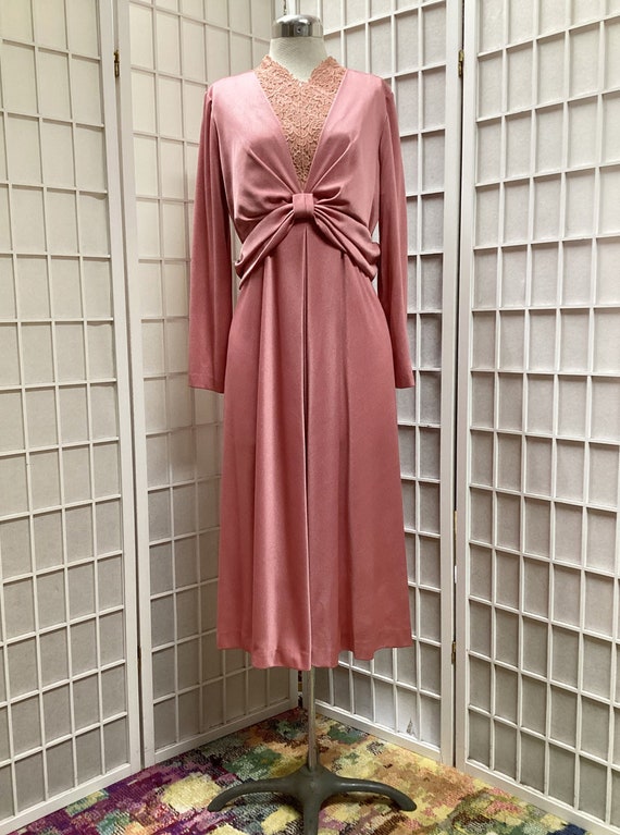 1970s Dusty Rose Silk Jersey Dress - image 1