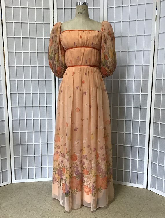 Deadstock 1980s Victor Costa Chiffon Gown