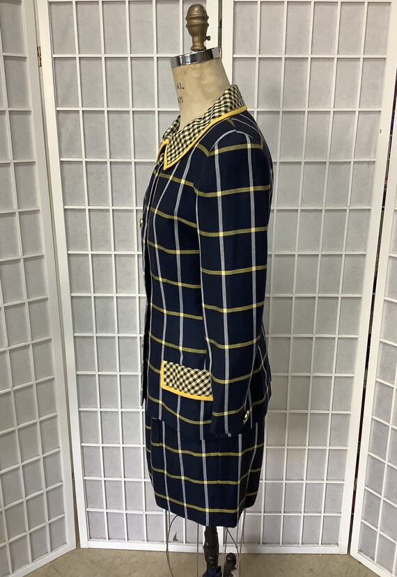 1990s Carolina Herrera Blue, Yellow, White Plaid … - image 4