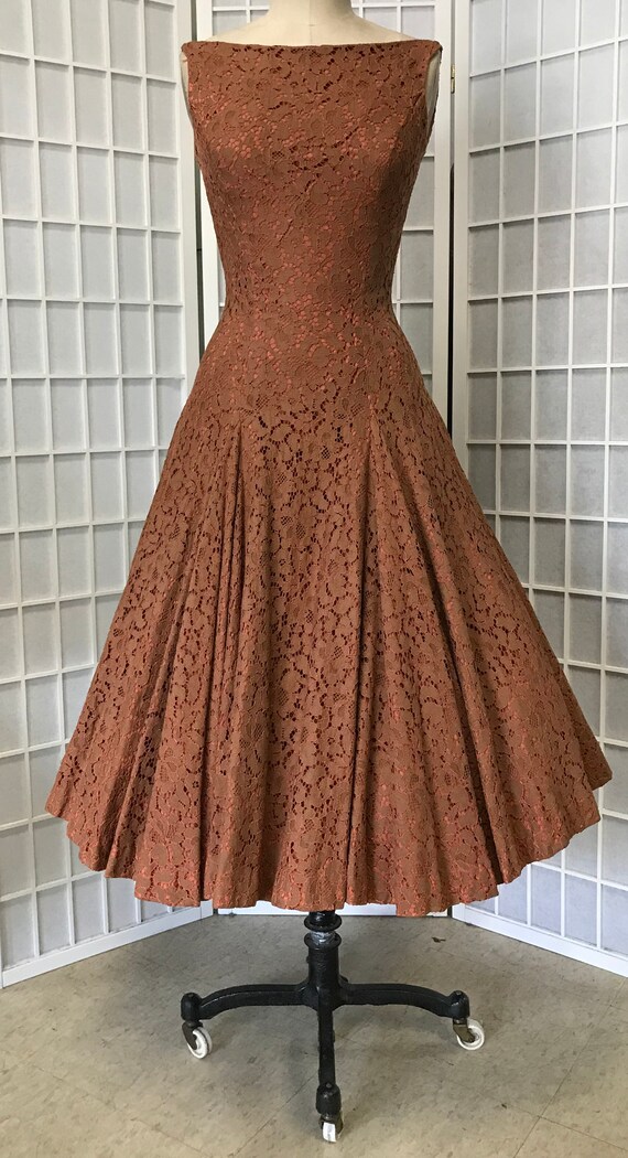rust colored cocktail dress
