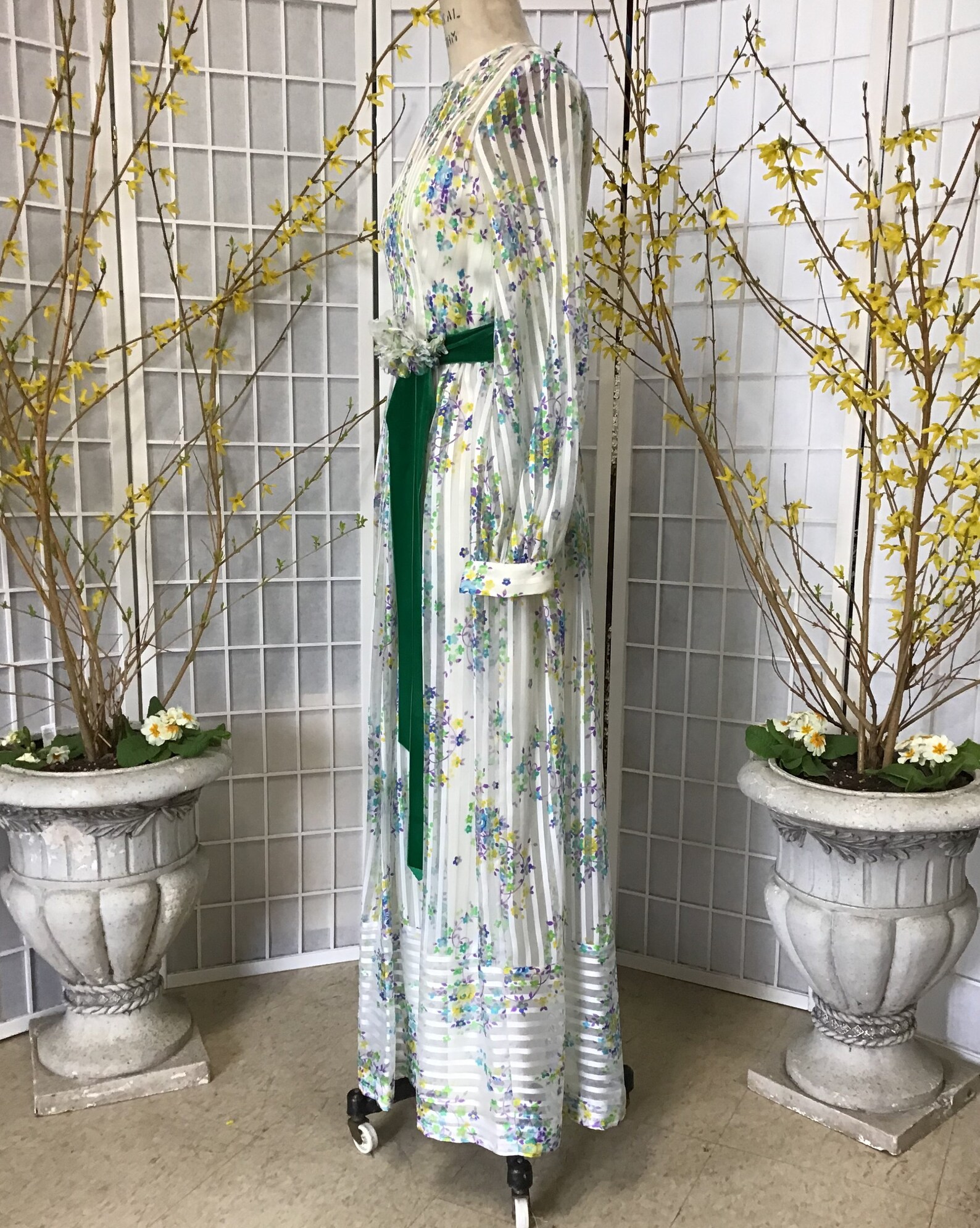 Gorgeous 1970s Chiffon Floral Maxi Dress - Etsy