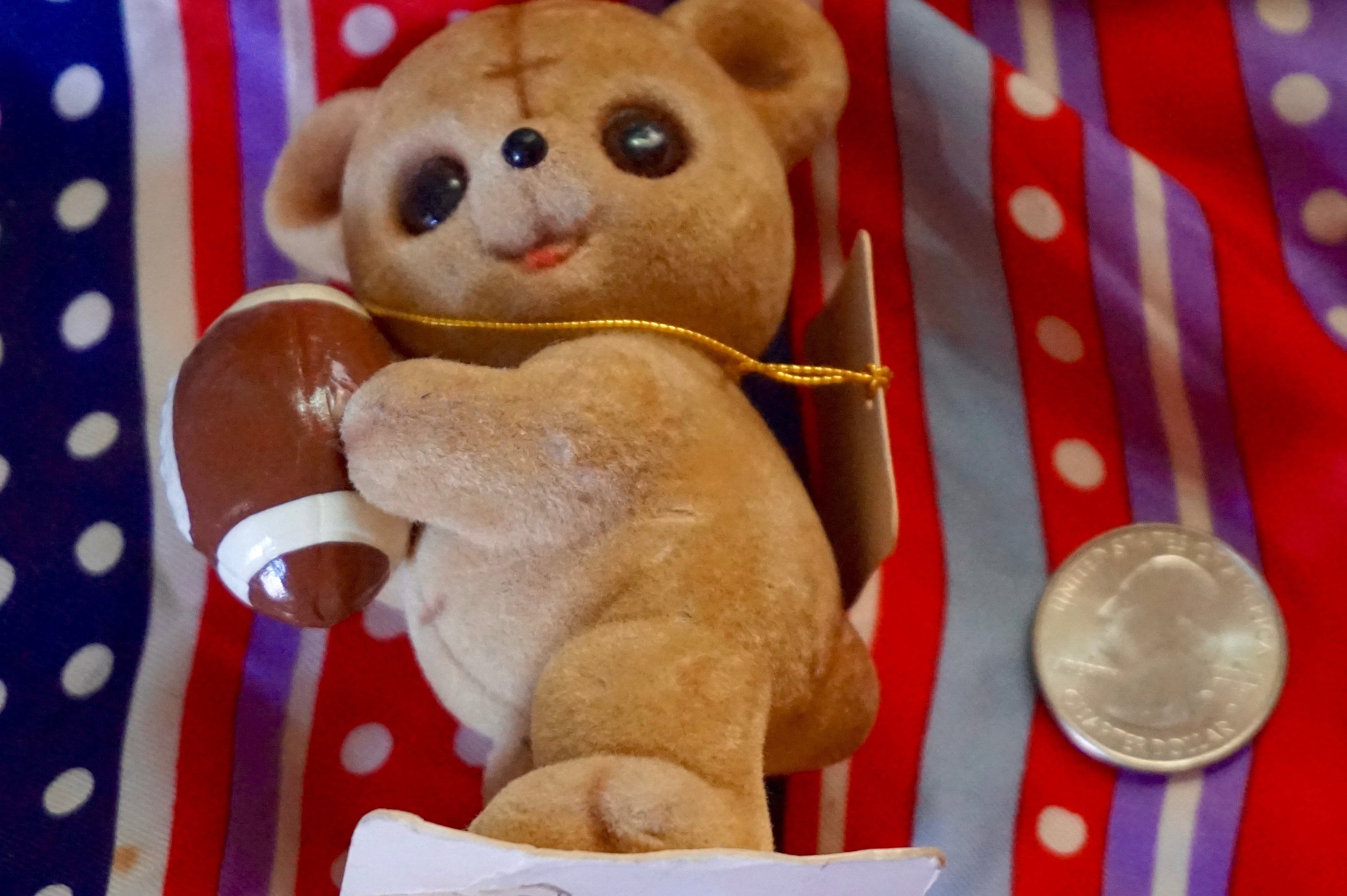 Lovely Cute Vintage 70s Josef Original Fuzzy Wuzzy Flocked Teddy