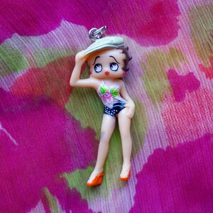 Small Cute Fun Vintage 90s Sexy Stylish Betty Boop Pendant Charm. Unique Fun Vintage 90s Betty Boop Pendant. Rare 90s Betty Boop Jewelry