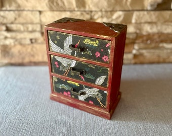 Oosterse minilade-Handgedecoreerde houten lade-desktoplade-sieradendoos-unieke doos-decoupaged lade-kerstcadeau