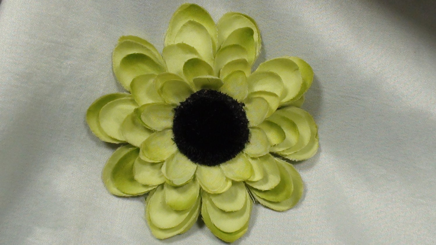 Green FLOWER HAIR CLIP Lime Green Flower With Black Center, St. Patrick