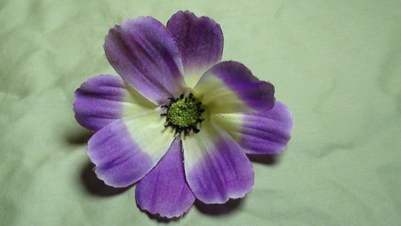 Cosmos Flower Hair Clip Purple And Cream Hair Clips Bows For Etsy