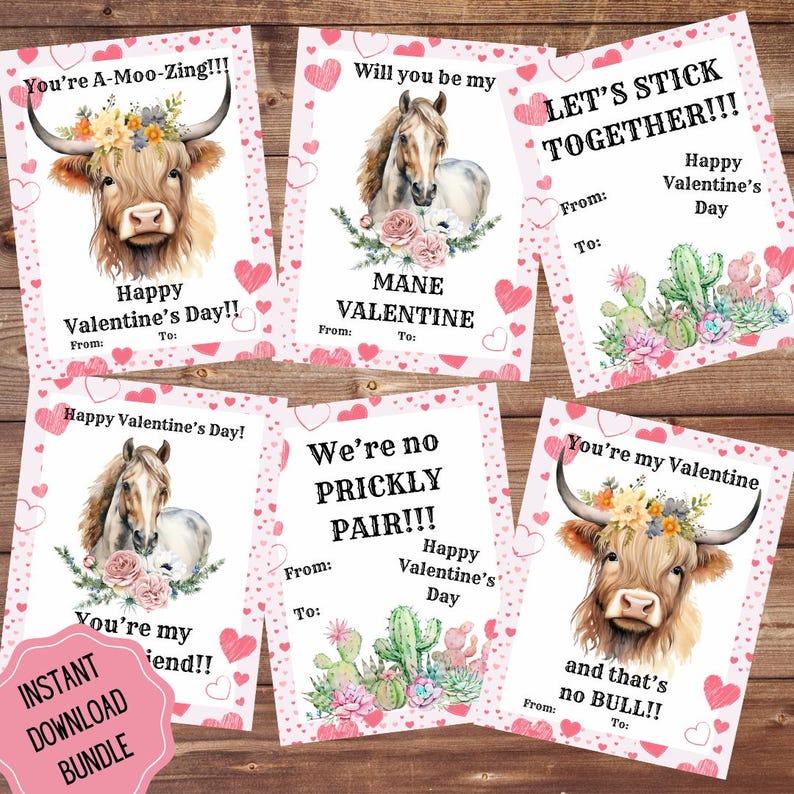 Western Valentines Cards, Printable Valentines Cards, Cowboy Valentines ...
