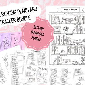 Books of the Bible Bookshelf Reading Tracker, Reading Plan Checklist, Bookmarks, Printable Download, Chronological or Book Order, Color Page