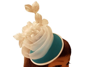 Fascinator hat Blue Hat fascinator #Blue and White hat Ascot hat fascinator Wedding, Race, Cocktail hat Church hat  fascinator