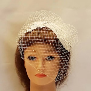 Bridal Birdcage Veil Fascinator: Crystal Wedding Headpiece