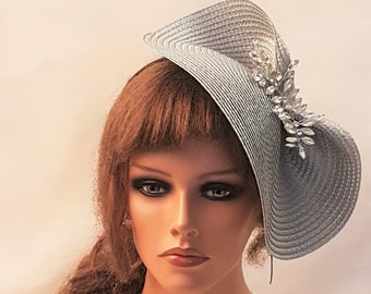Silver Grey Sparkly Fascinator | Wedding Guest Hat | Ascot Races Headpiece | Elegant Occasion Hairpiece