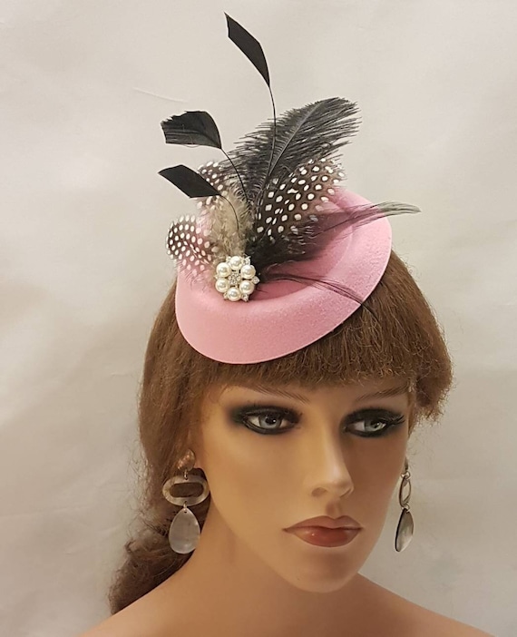 PINK Pill Box HAT FASCINATOR 40s50s Pink Headpiece With  display picture 3