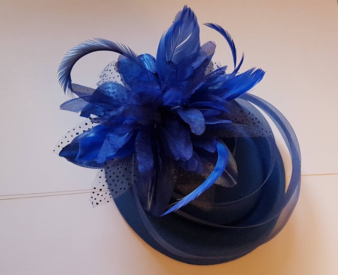 Fascinator Hat Royal Blue Headband Feather Hat Fascinator Etsy UK