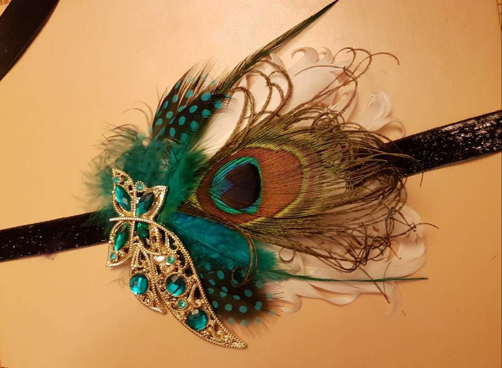 Gatsby Headband, Peacock Feather Headband #1920s Flapper  display picture 1