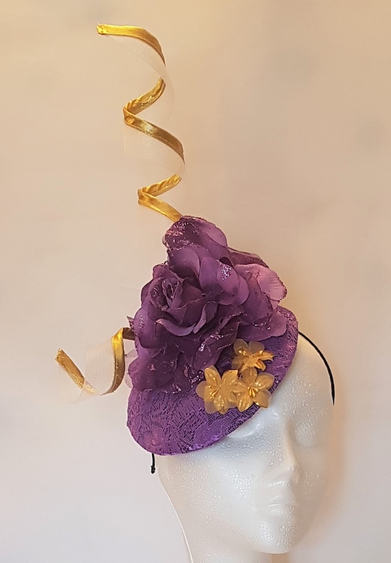 Vintage Inspired Purple Fascinator Purple Feather Fascinator Hat: Derby, Wedding, Tea Party - Etsy main image 4