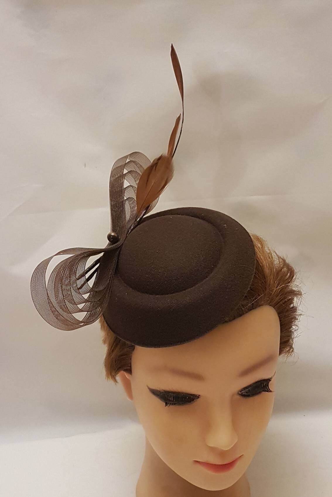 Fascinator Hat Brown Hat Fascinator #brown Hat With Loops  display picture 2