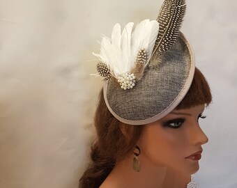 An Antique Retro hat Headband Fascinator Felt material Taupe color Circa 1910-20 61N+NuQ7f9L._AC_UY1000_.jpg main image 2