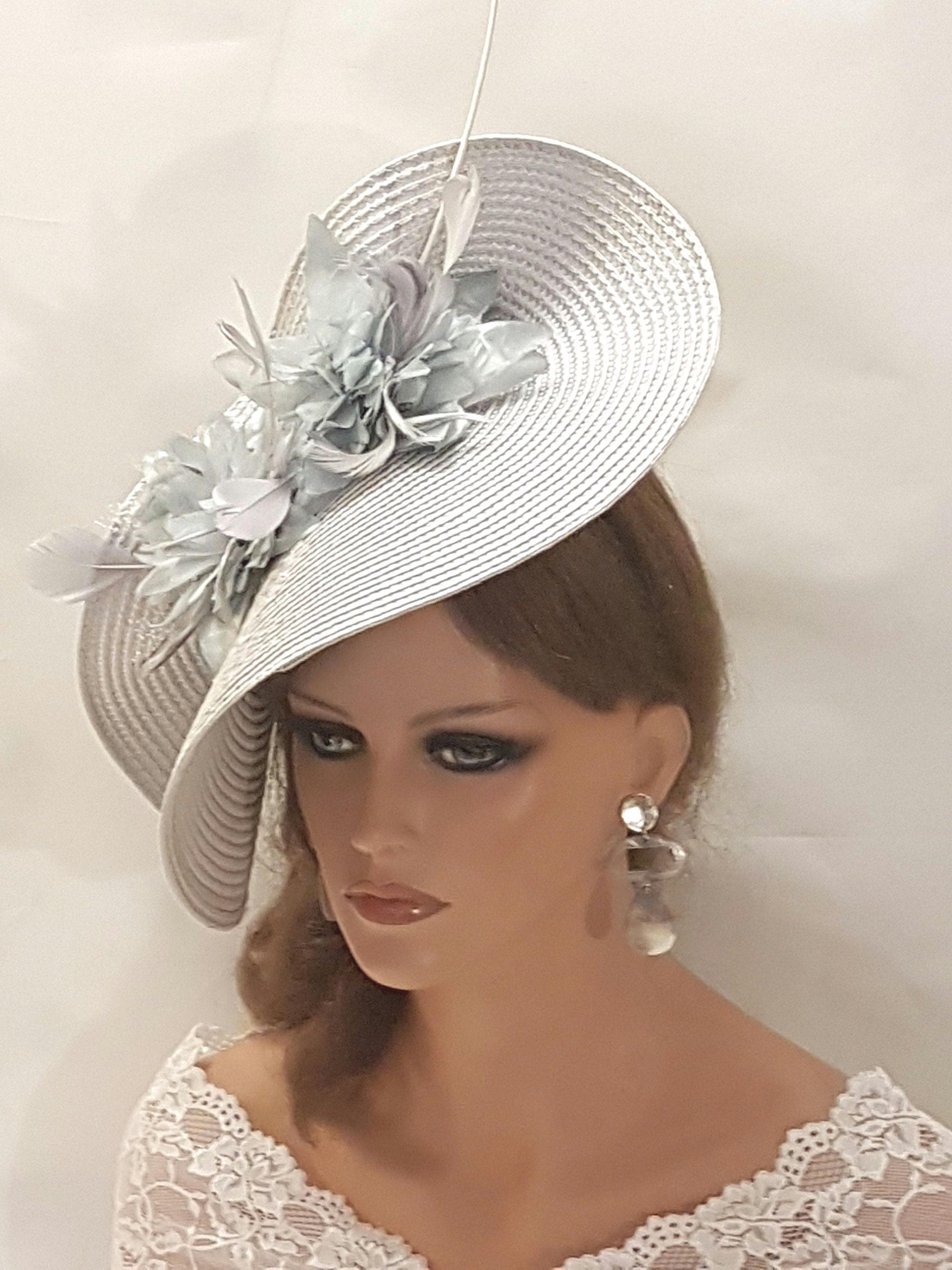 Beloved Millinery Elegant Gray Fascinator with Beautiful Feather Dotted Veil Pewter Prestige (Velvet Grey Fascinator with Birdcage Veil  main image 4