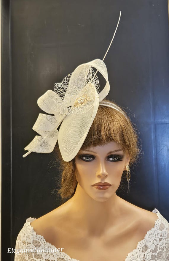 ? Ivory ? Vintage-style Fascinator and Gloves Bniksok 5-Pack Khaki Apricot Fascinator Hat for Women Tea  main image 3
