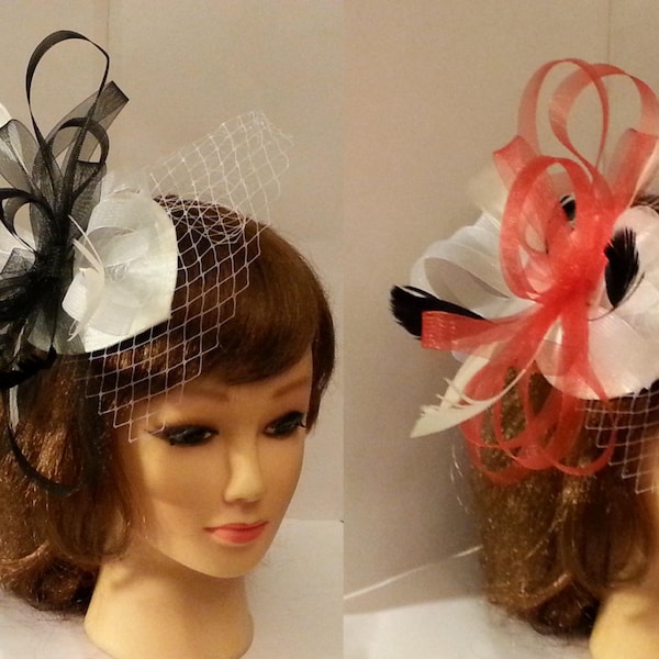 Fascinator Black and White Etsy
